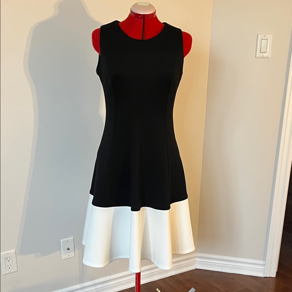 Calvin Klein Black and White Midi Dress